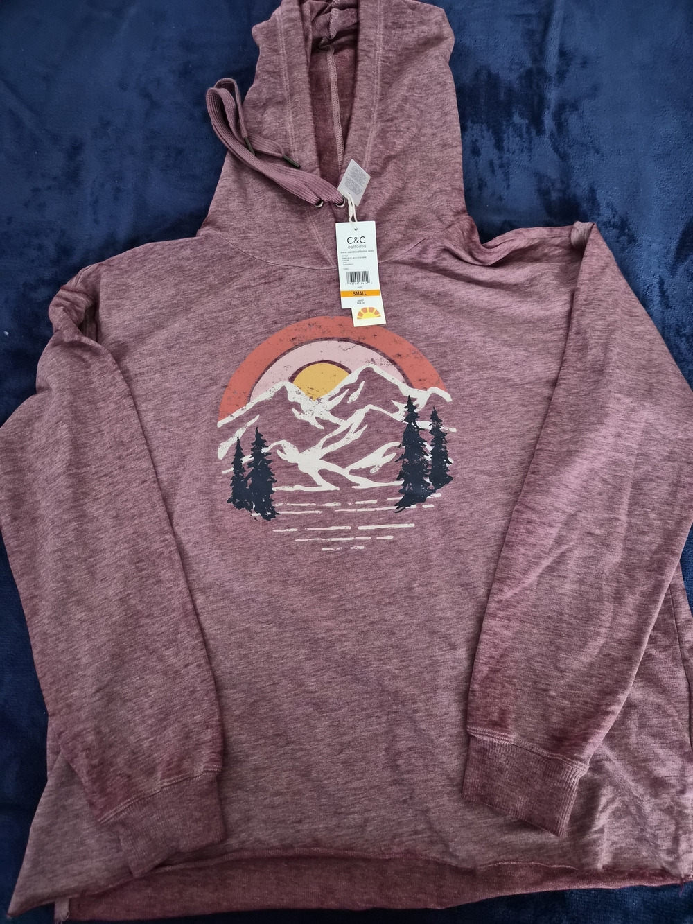 C& C California Heathered Mauve Mountain Graphic Hoodie